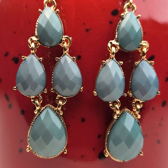 Faux Jade Dangle Earrings - Picture 3 of 9